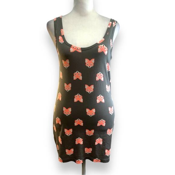 NO BOUNDARIES Little Foxes knit sleeveless sheath dress Taupe & coral SZ L - Picture 2 of 12
